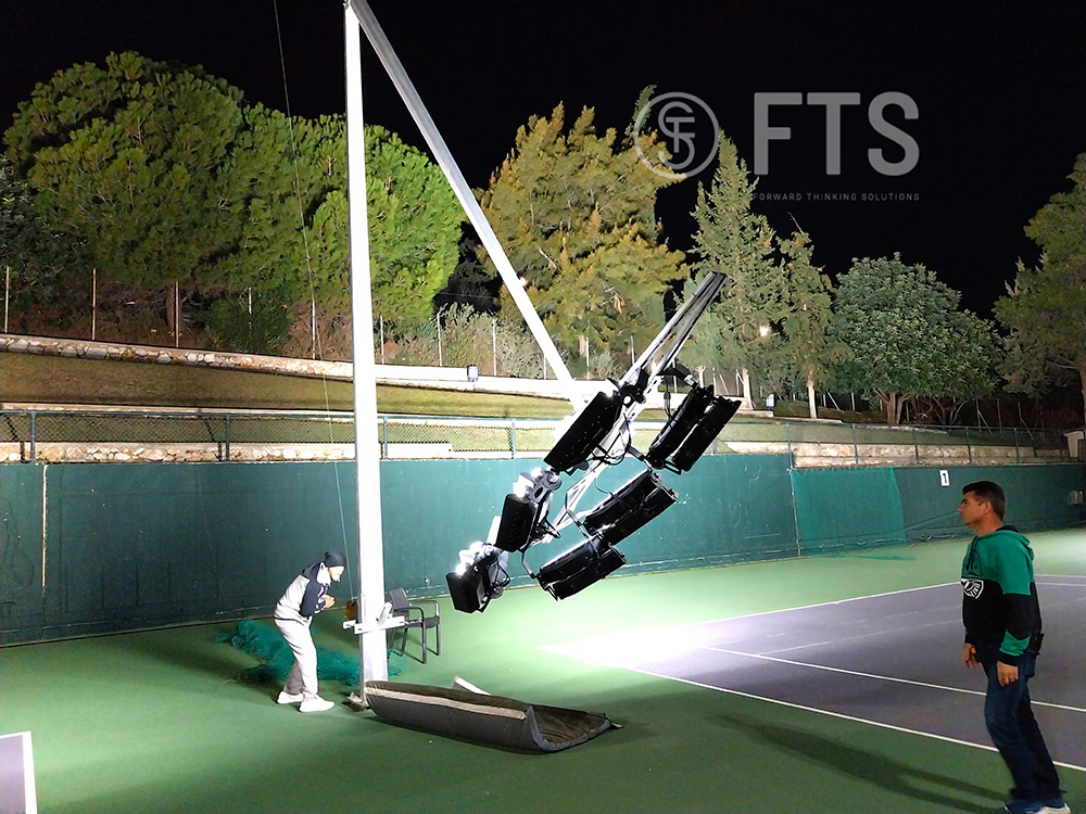 Tennis court lighting at the Petroupoli Tennis Club by FTS HELLAS