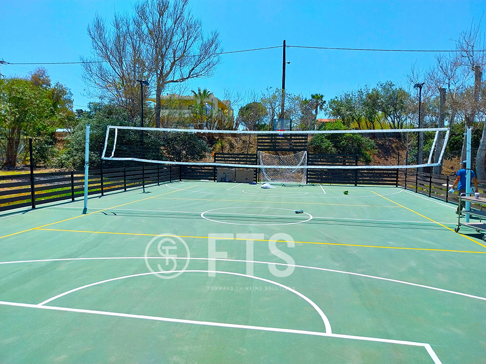 Construction MULTI SPORT COURT by FTS HELLAS in a hotel complex in Maleme, Chania