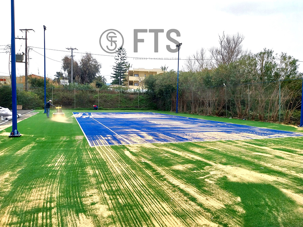 Construction of a tennis court in a hotel complex in Maleme, Chania, Crete